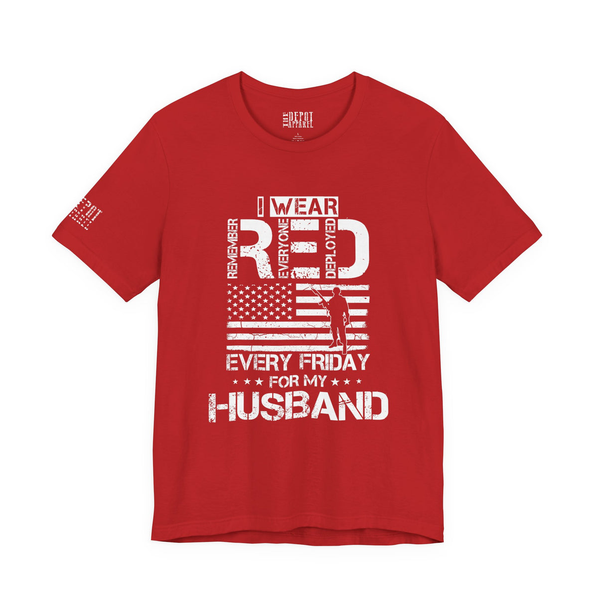 I Wear RED For My Husband Distressed Tee