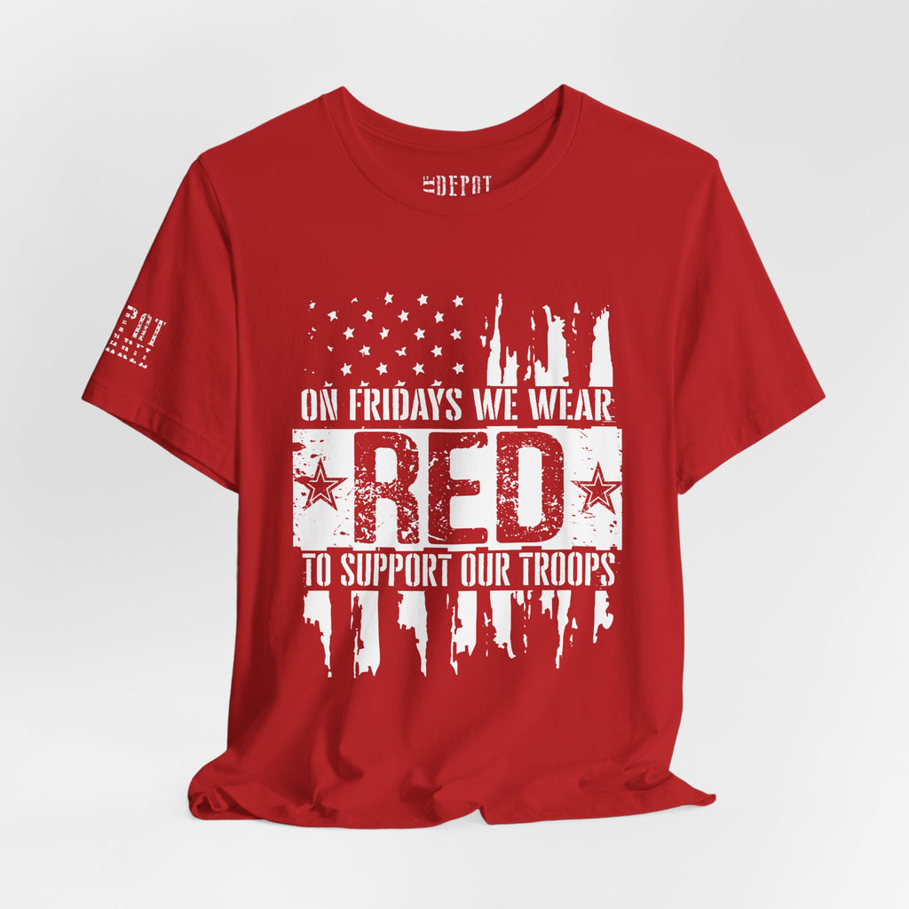 On Fridays We Wear RED Distressed Tee