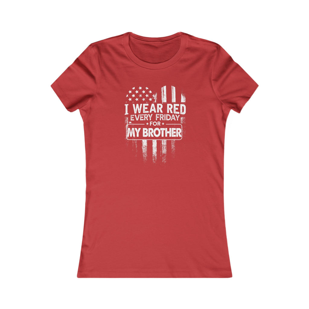 I Wear RED For My Brother Distressed Ladies Tee
