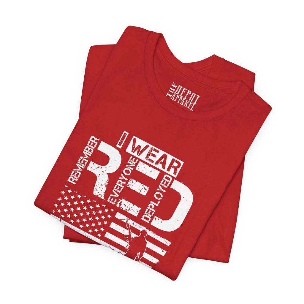 I Wear RED For My Husband Distressed Tee