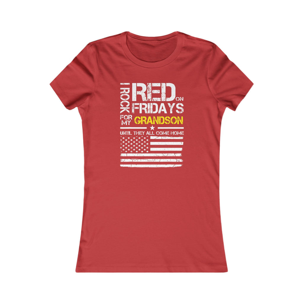 I Rock RED On Fridays For My Grandson Graphic Ladies Tee