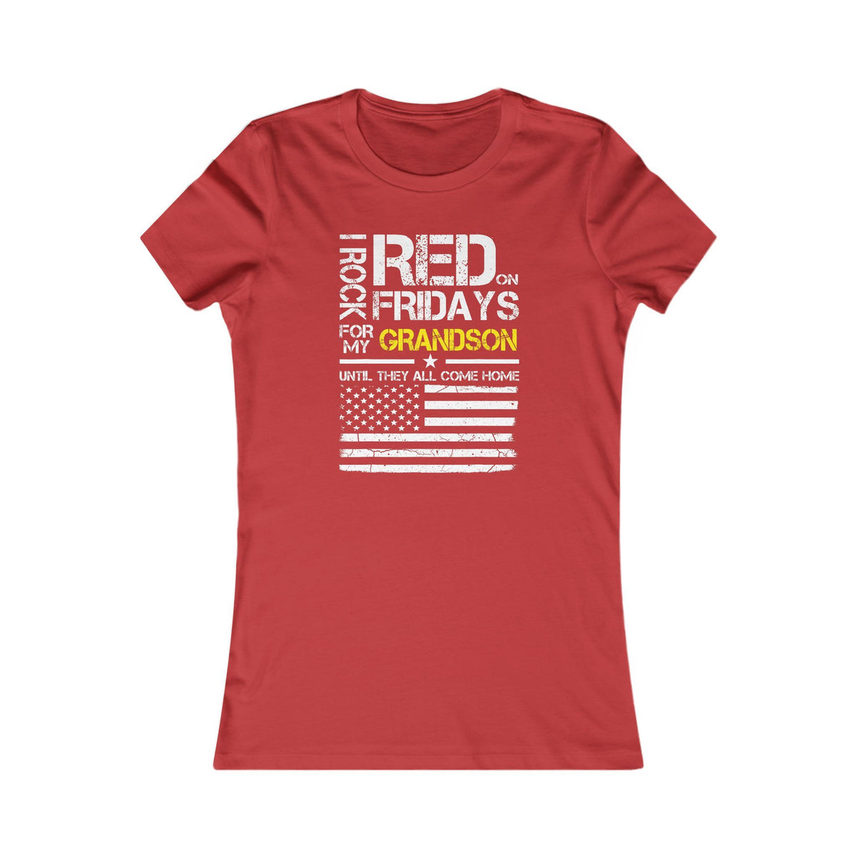 I Rock RED On Fridays For My Grandson Graphic Ladies Tee