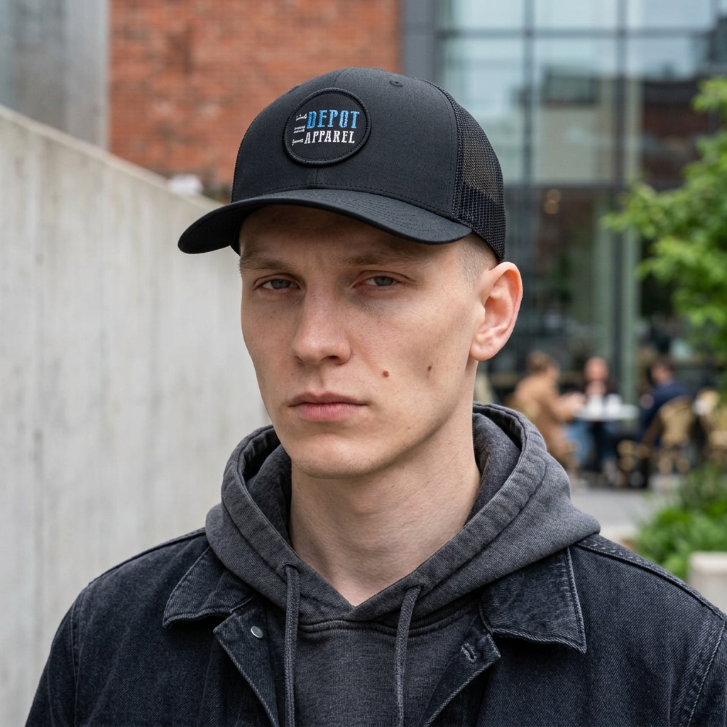 The Depot Apparel Snapback Trucker Cap with Patch
