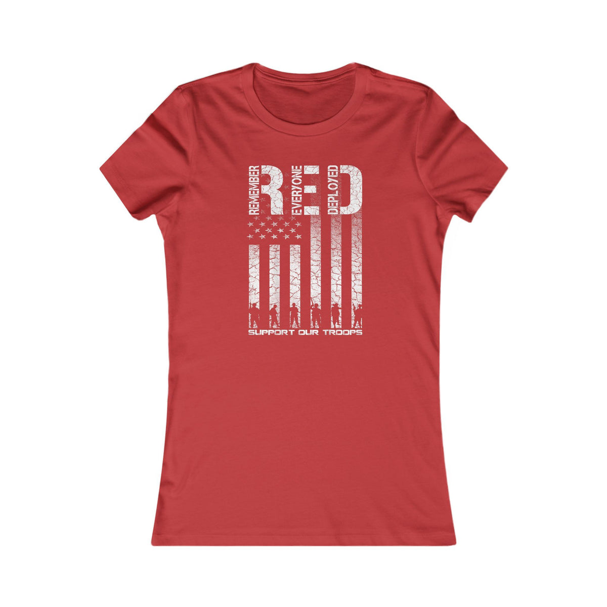 RED Friday Support Our Troops Silhouettes Ladies Tee