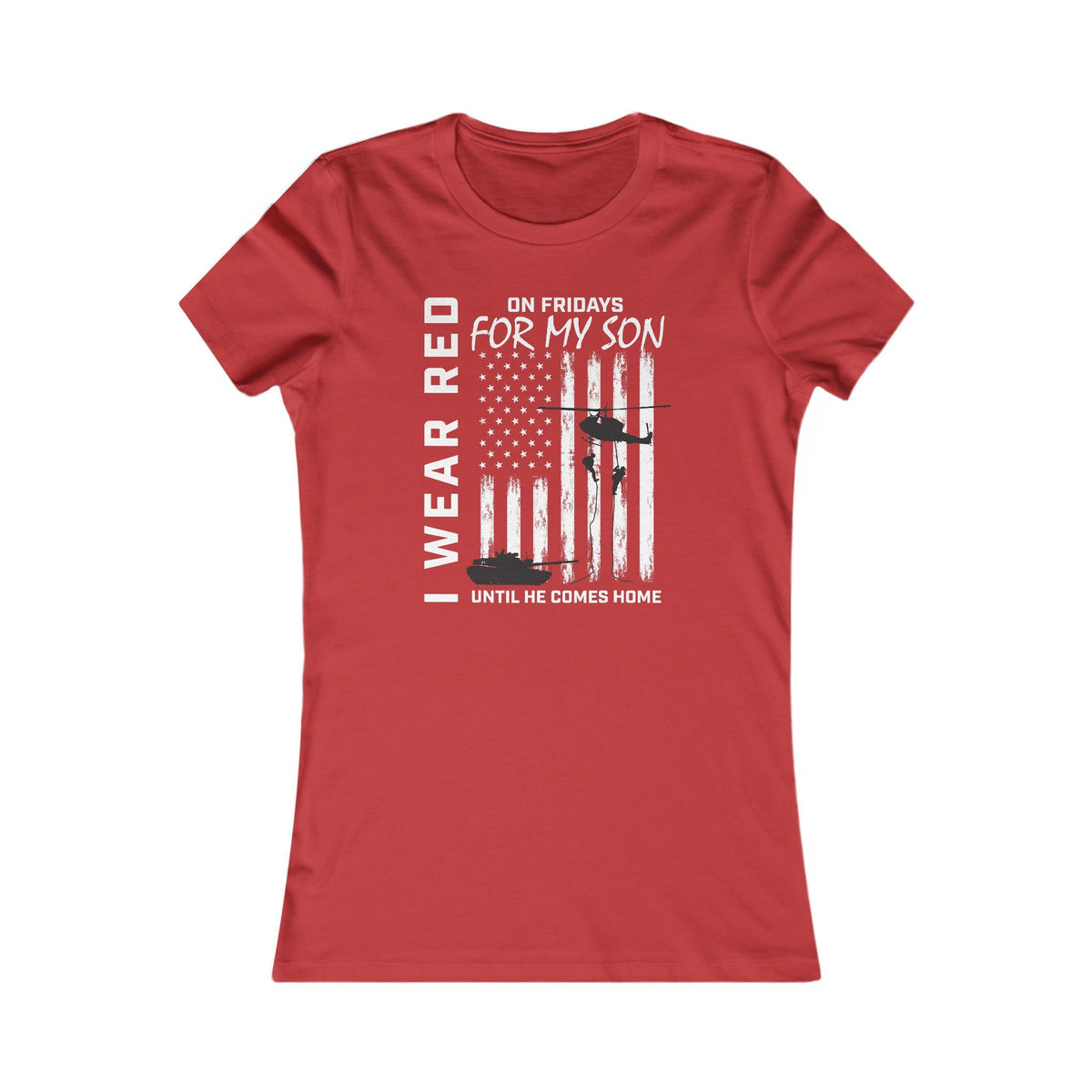 Helicopter & Tank RED Friday Son Ladies Tee